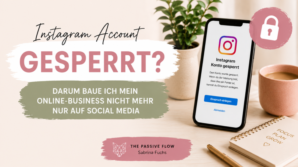 Instagram Account gesperrt? Beitragsbild über ein nachhaltiges Online-Business mit eigener Website, Blog und Pinterest statt alleiniger Abhängigkeit von Social Media.