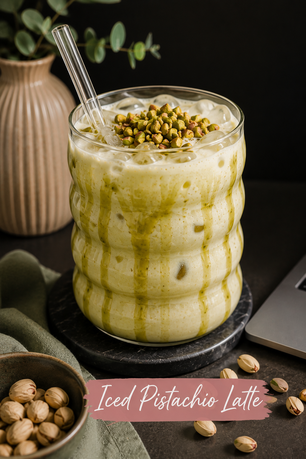 ChatGPT Image 9. Juli 2026, 10_07_34 Cremiger Iced Pistachio Latte im Bubble-Glas mit Pistaziencreme und Glasstrohhalm